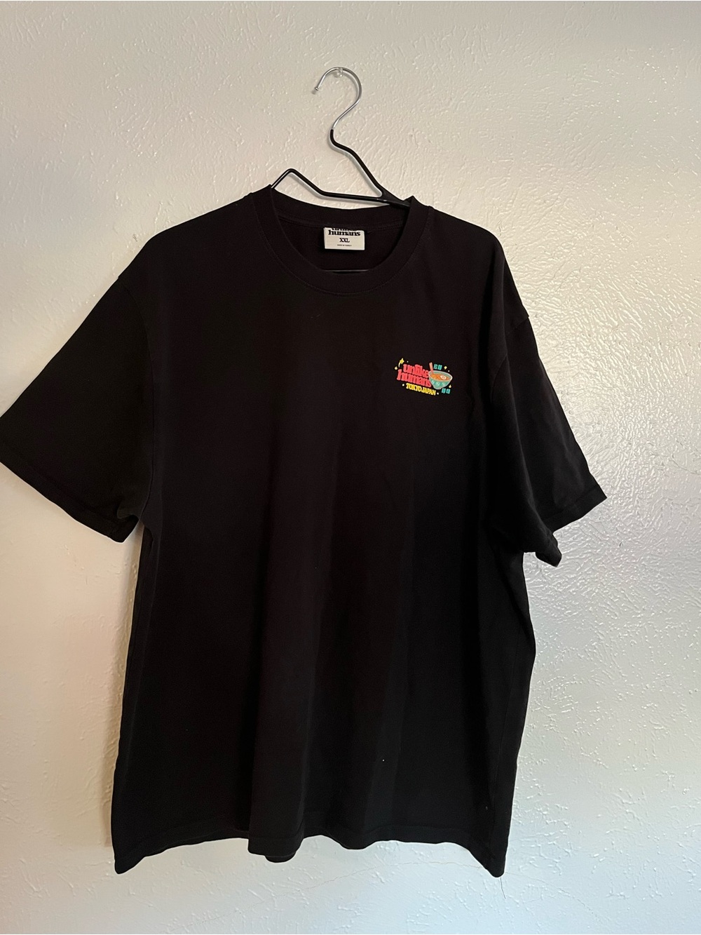 Thrasher Black Tee with Small Multicolor Chest Graphic
